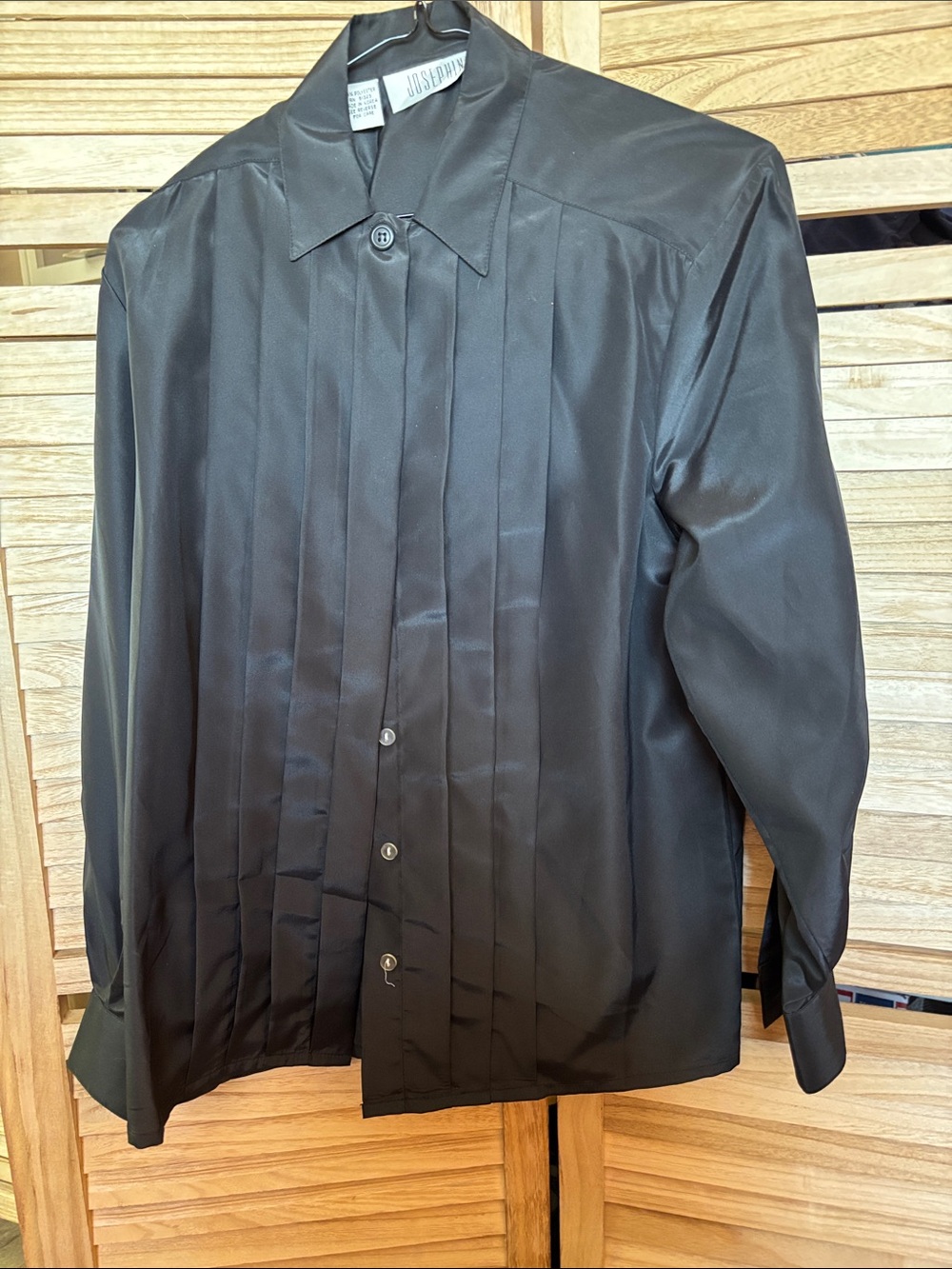 Ladies Josephine Black Pleated Front Shirt 8
